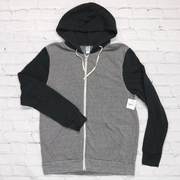 Alternative Other - Alternative Zip Up Hoodie Color Block Black & Gray